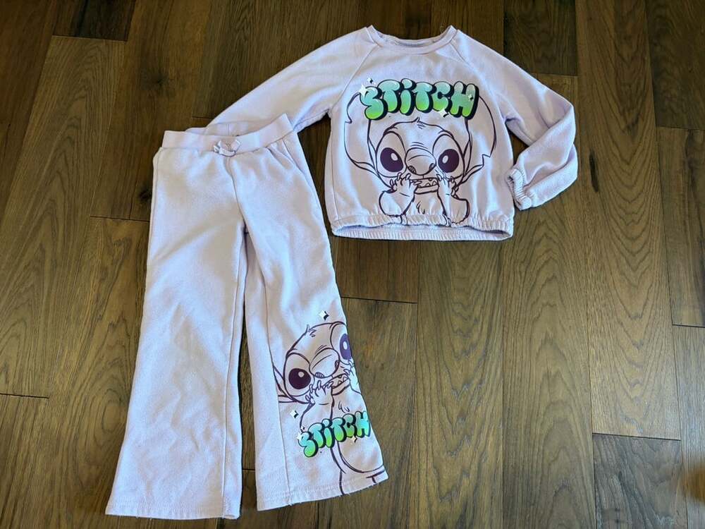 Disney Stitch Sweatshirt & Pants Set Size 6/6X Purple